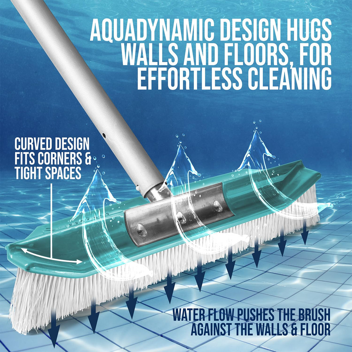 SweepEase Stingray aluminum handle with quick-release clip for easy attachment.
