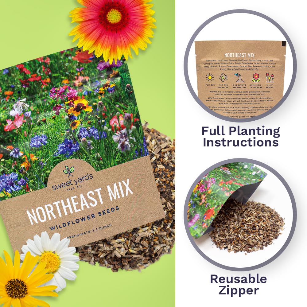 Back view of Sweet Yards 1oz seed packet for bulk gardening