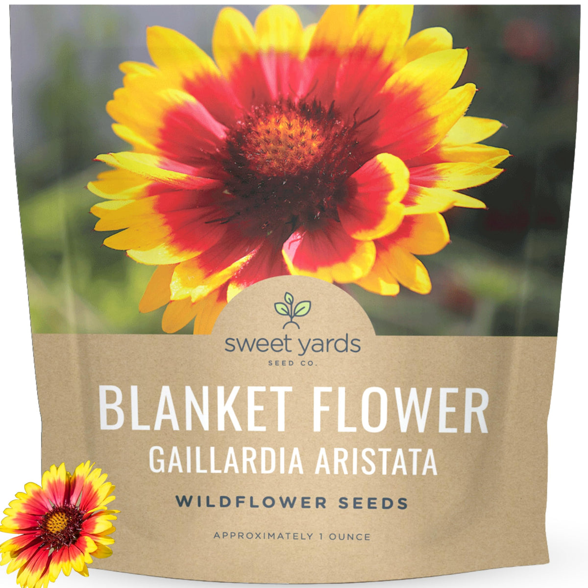 Sweet Yards Blanket Flower seeds in a 1 oz packet ready to plant a colorful border.