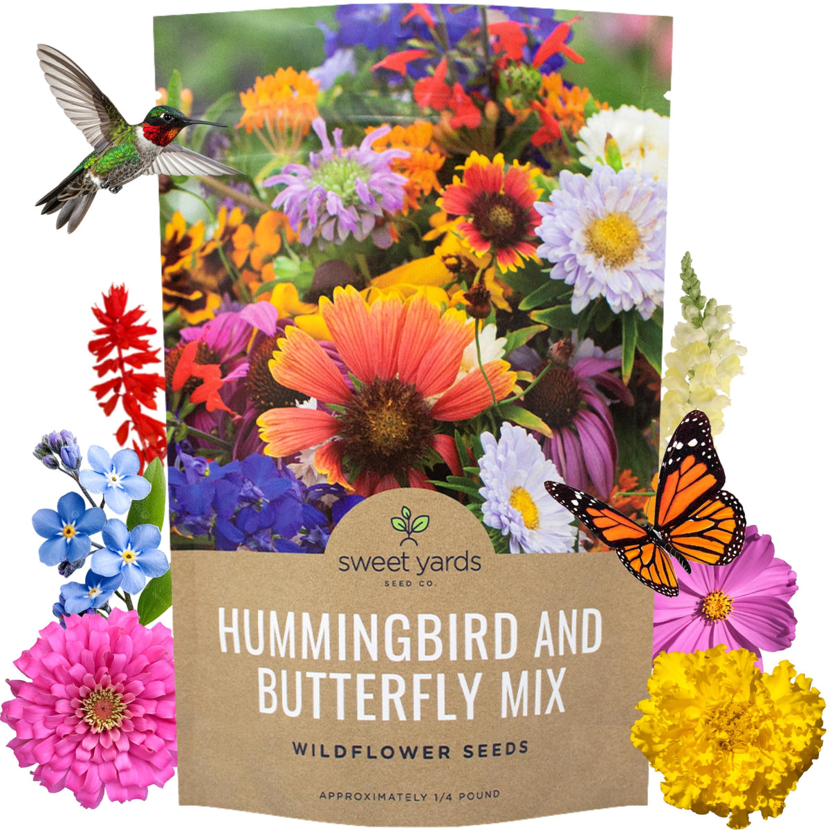 SWEET YARDS bulk wildflower seeds pouch ready for planting