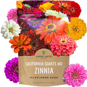 Sweet Yards bulk zinnia seeds packaging showing resealable bag for storage