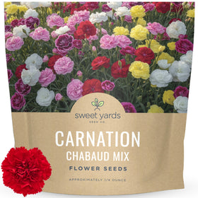 Sweet Yards Carnation Chabaud Mix seeds packet ready for spring sowing