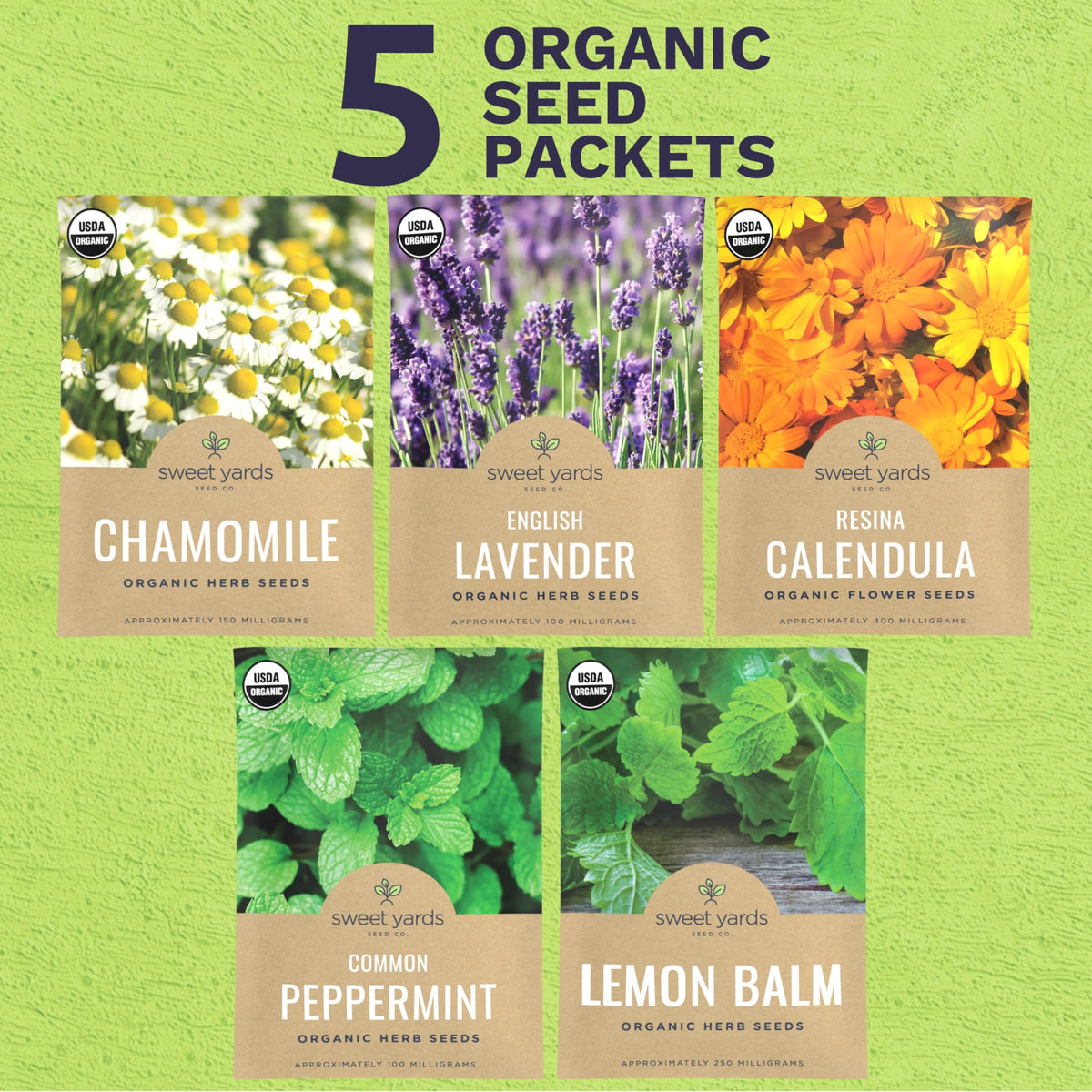 Sweet Yards Chamomile seed packet, ideal for soothing herbal tea blends.