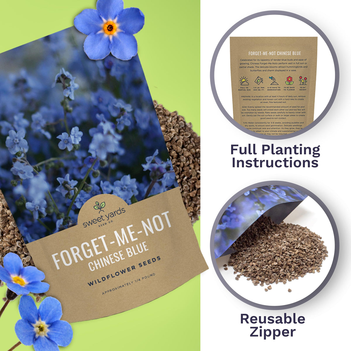 Illustration of blue Cynoglossum amabile blooms from Sweet Yards seeds