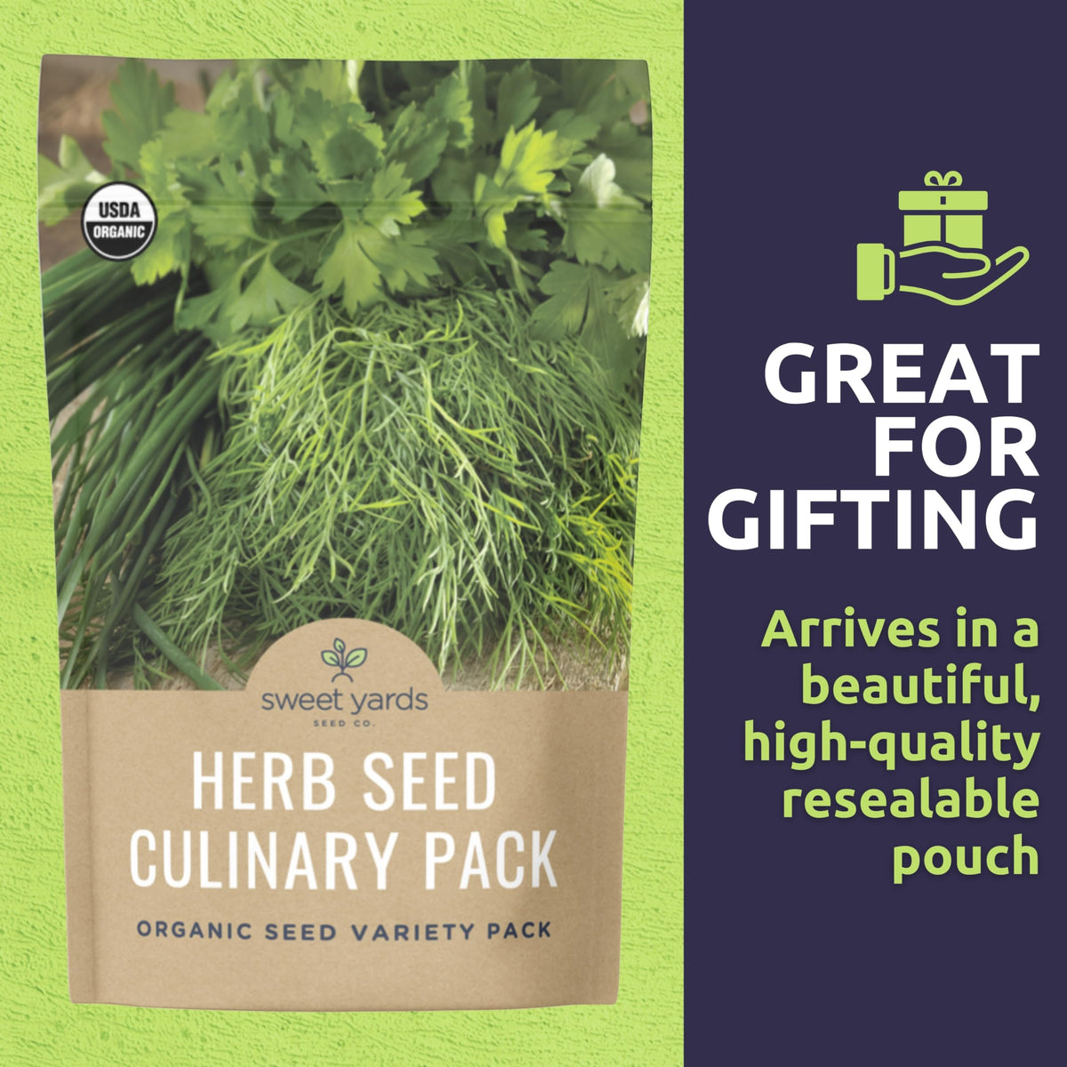 Sweet Yards Chives seed packet provides mild onion aroma