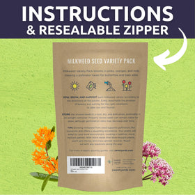 Sweet Yards Common Pink Milkweed seed packet for colorful pollinator habitat