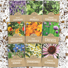 Sweet Yards edible flower seed pack assortment for vibrant garden color and flavor