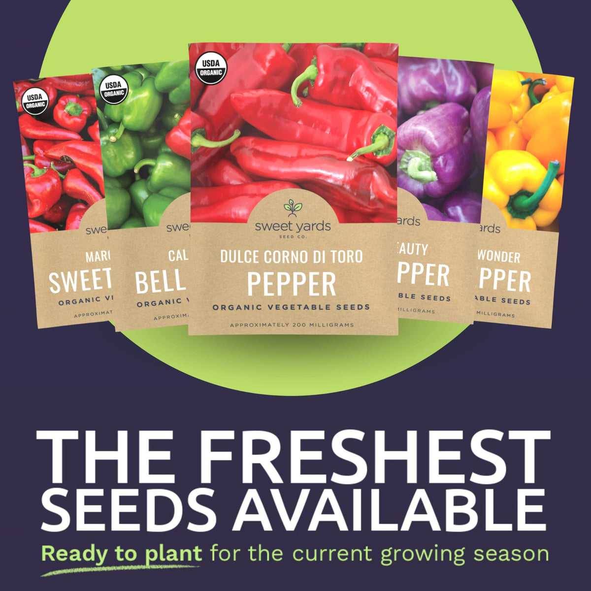 Sweet Yards Golden Cal Wonder pepper seeds packet for bright harvests.