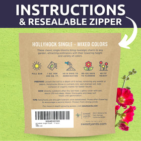 Sweet Yards hollyhock single colors premium giftable packaging ideal for gardeners.