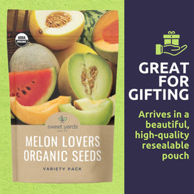 Sweet Yards melon varieties list label for easy harvest planning.
