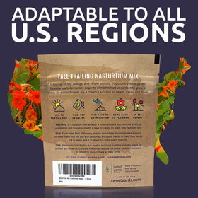 Gift-pack presentation of Sweet Yards Nasturtium seeds for gardeners.