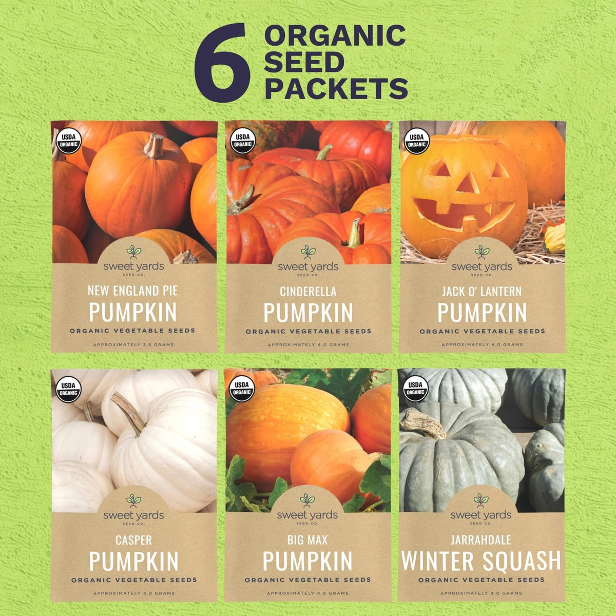 Sweet Yards New England Pie Pumpkin seed packet for early-season planting and baking