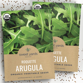 SWEET YARDS Organic Arugula Seeds 2-Pack Bundle for flexible planting options