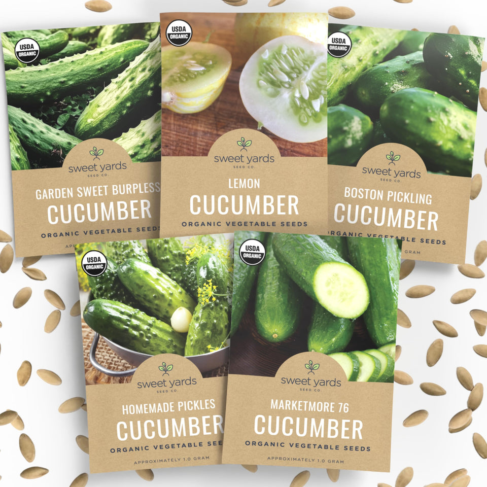 Sweet Yards organic cucumber seeds variety pack for diverse harvests