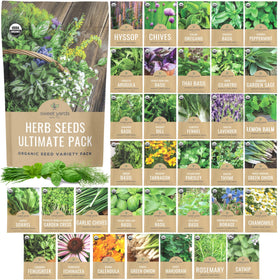 Sweet Yards Organic Herb Seeds Variety Pack with 35 packets for easy home gardening