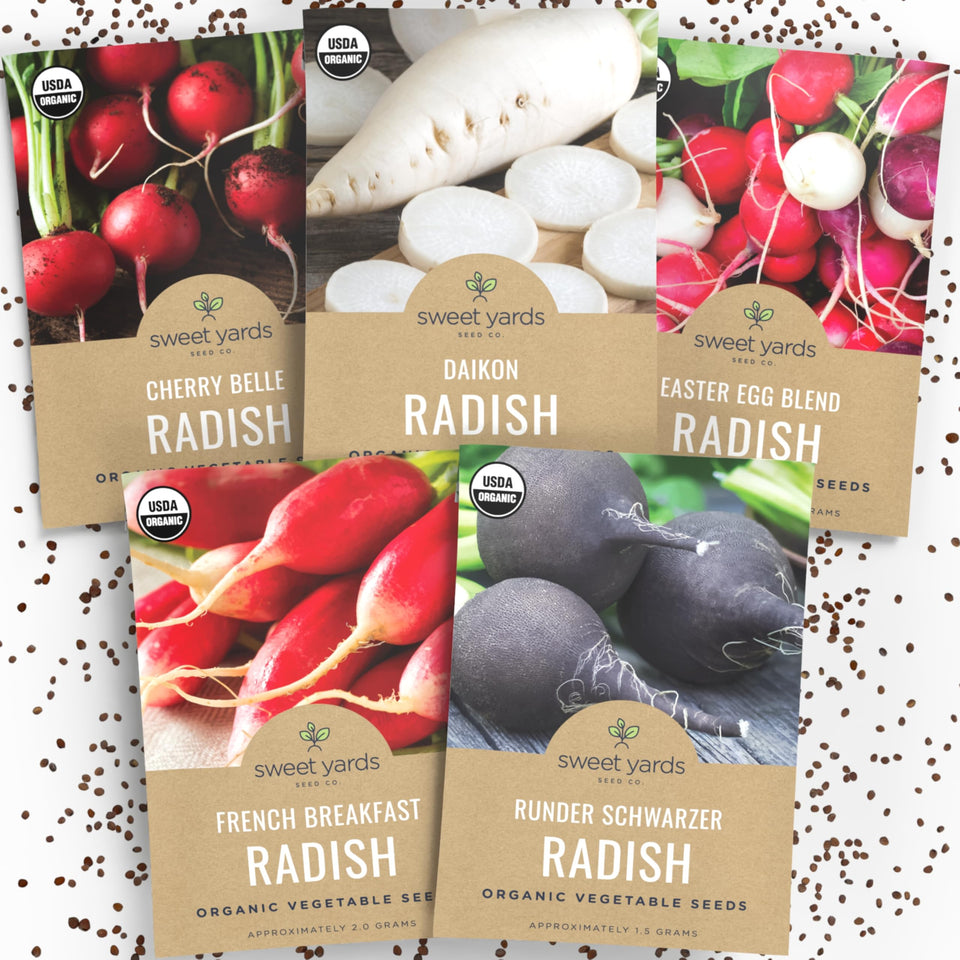 Sweet Yards Cherry Belle radish seeds pack for crisp salads
