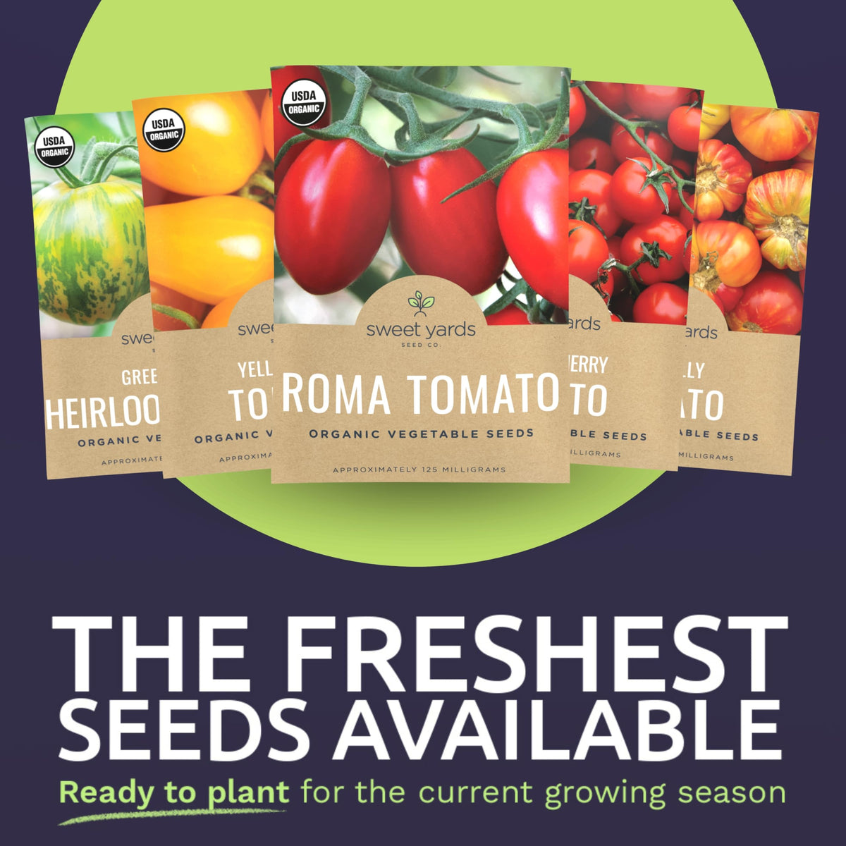 Sweet Yards Organic Tomato 17 seed packets ready for home planting