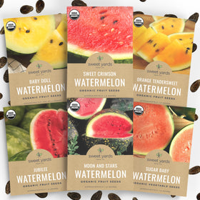 Sweet Yards organic watermelon seed pack collection for home gardens.