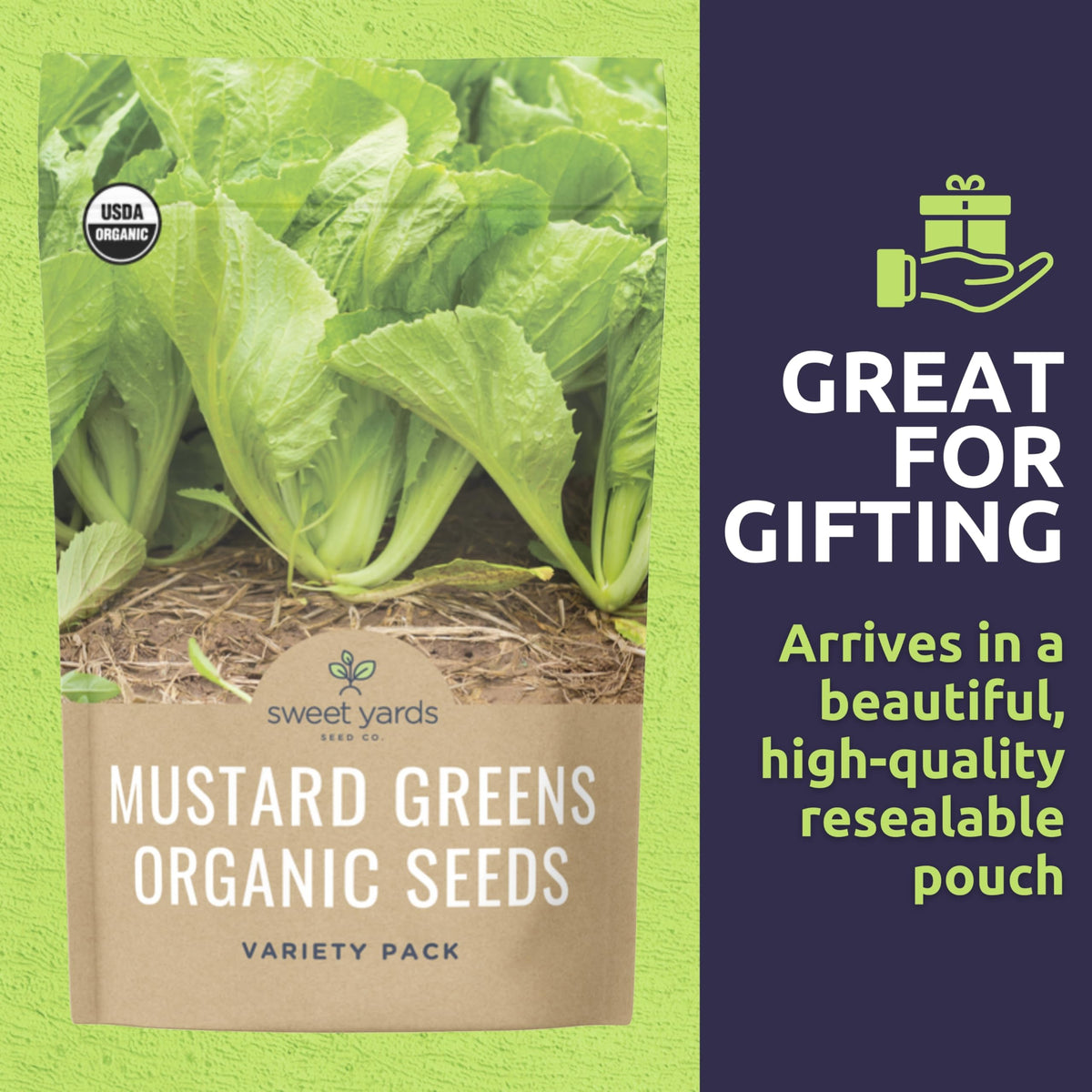 Sweet Yards seed packaging with planting guides supports reliable germination