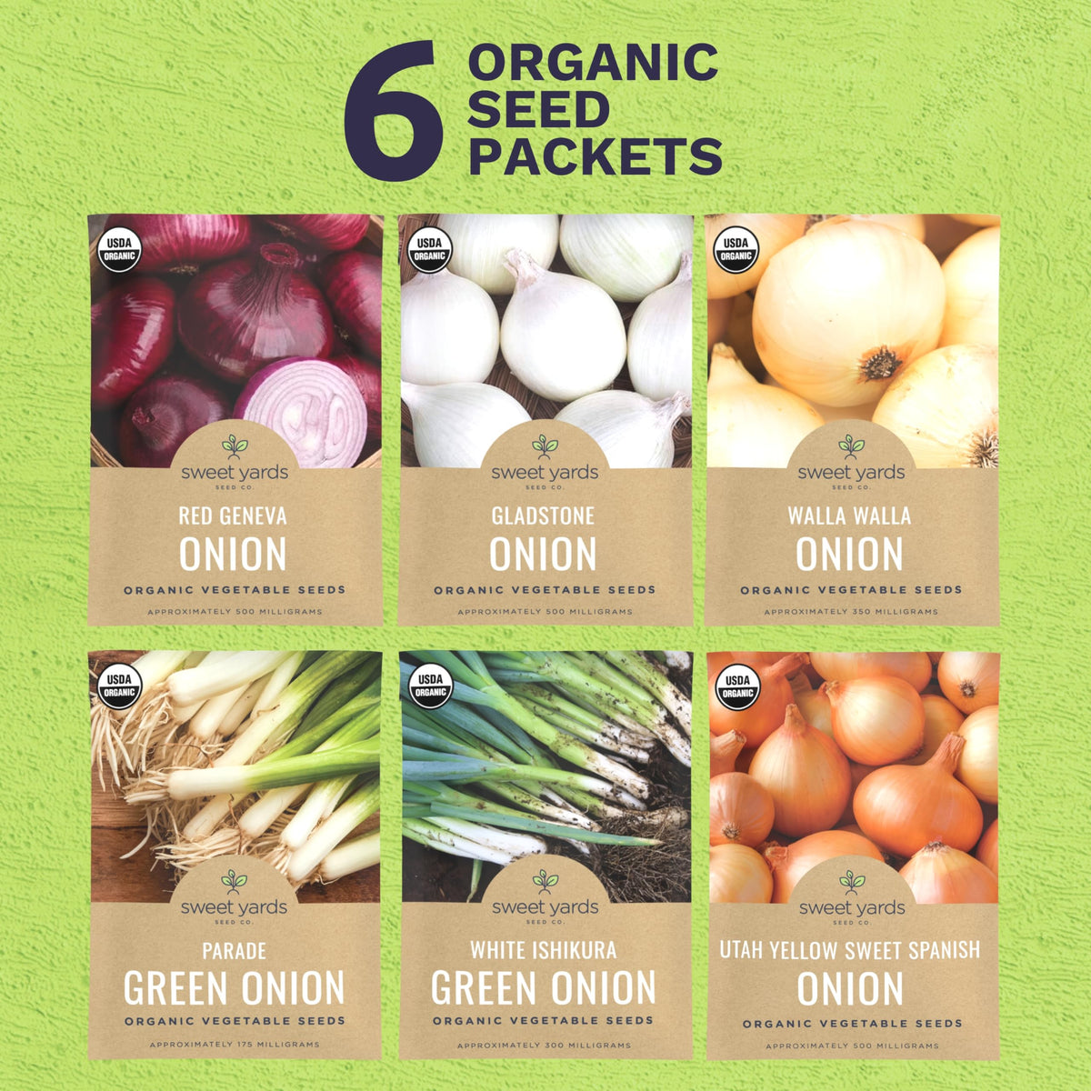 Sweet Yards Parade Green Onion seed packet ideal for fresh scallions