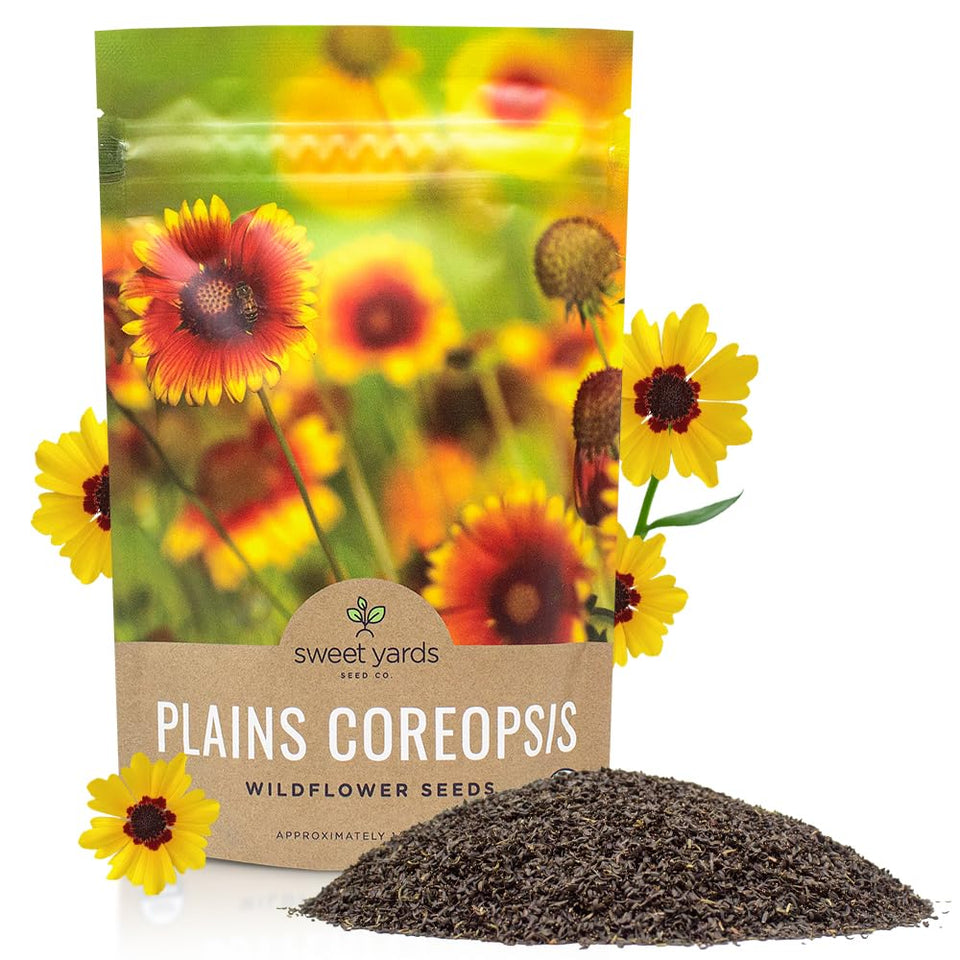 SWEET YARDS Plains Coreopsis seeds bulk bag ready for planting in a garden bed