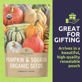 Sweet Yards seeds inspire garden ideas for pumpkin and squash harvest.