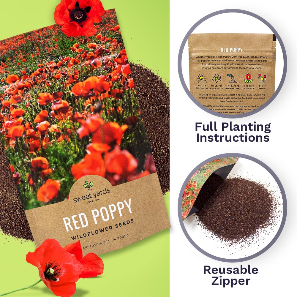 SWEET YARDS pollinator-friendly poppies attract bees and butterflies to your garden