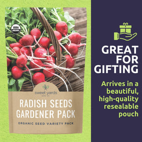 Sweet Yards premium seed packaging with planting instructions