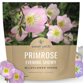 SWEET YARDS Primrose Evening Showy seed packet for large-area planting