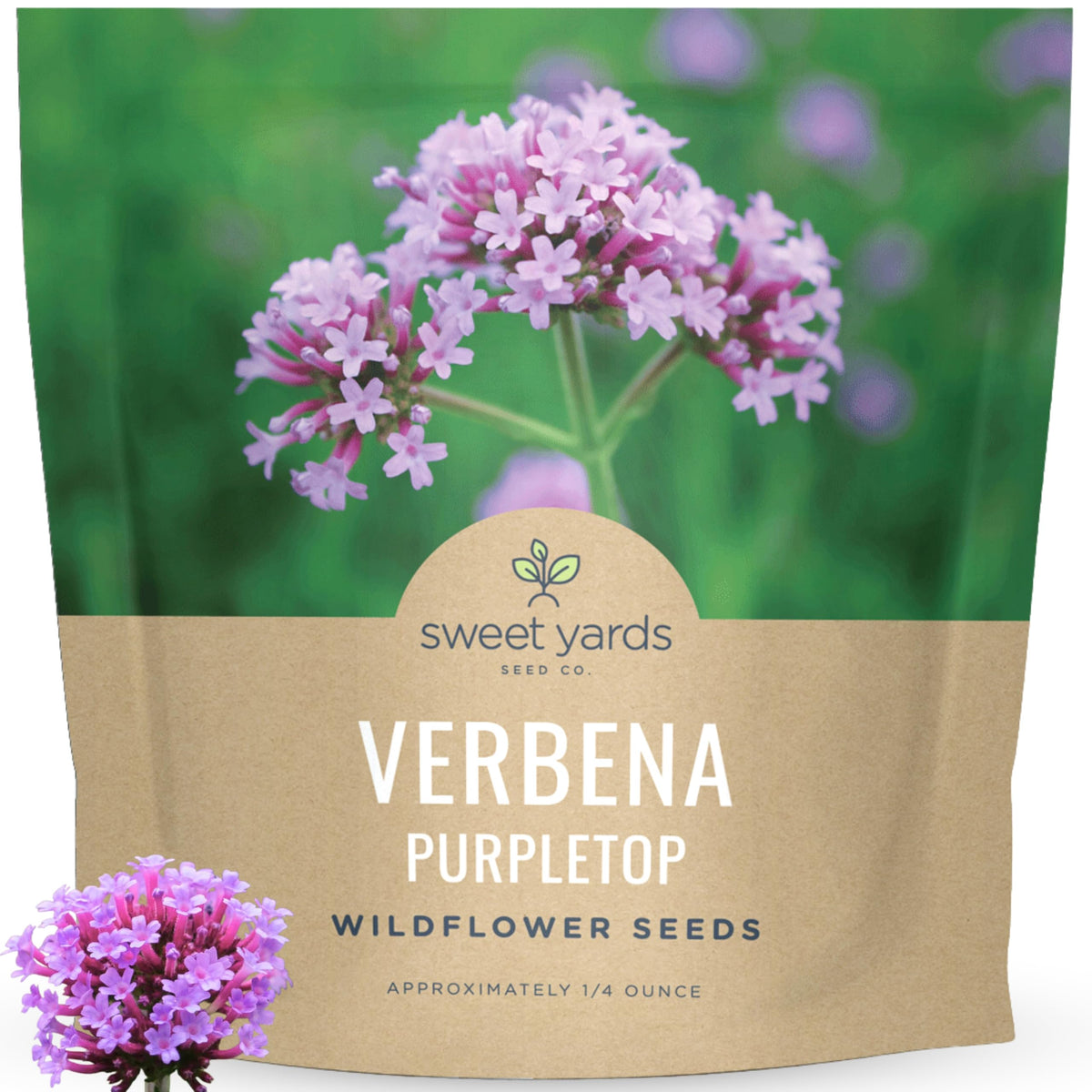 Sweet Yards Purpletop Verbena seed packet quarter-ounce for large garden sowing