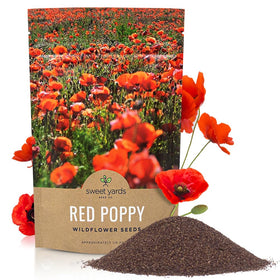 SWEET YARDS red poppy seeds bulk bag close-up for high germination and easy sowing