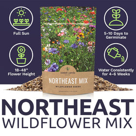 Sweet Yards seed packet label highlighting open-pollinated, native origins.