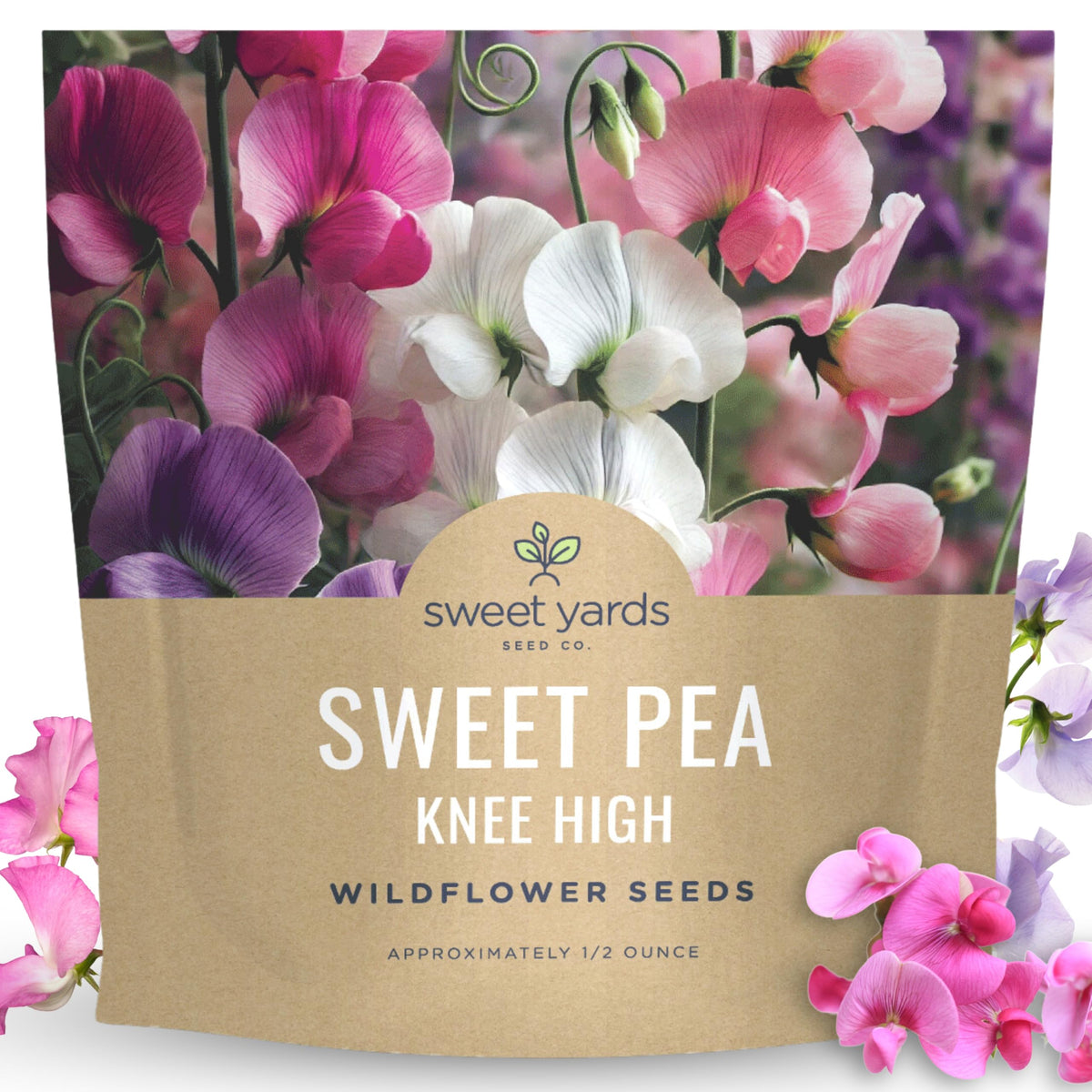 Sweet Yards Sweet Pea Knee High seeds ready for planting in sunlit beds