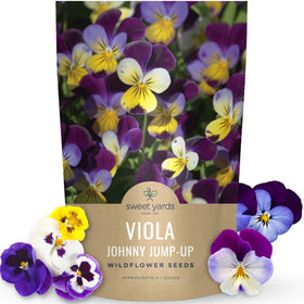 Sweet Yards Viola Johnny Jump-Up seed pouch ready for planting to brighten your garden.