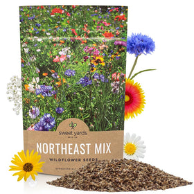 Sweet Yards regional wildflower mix bag ready for Northeast pollinator gardens.