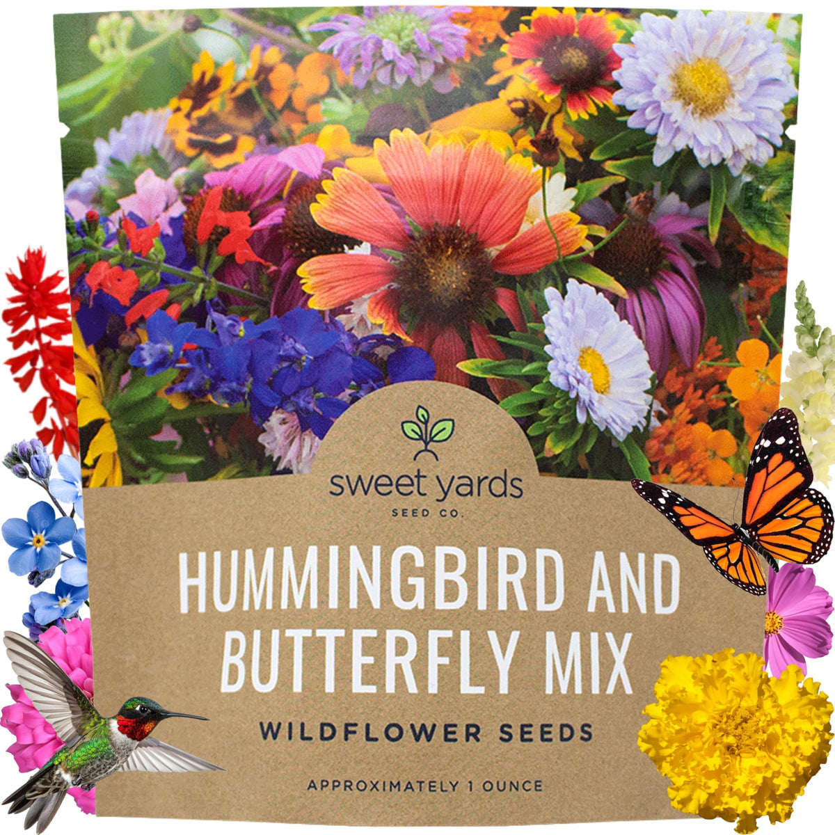 Sweet Yards butterfly and hummingbird mix packet ready for pollinator gardens.