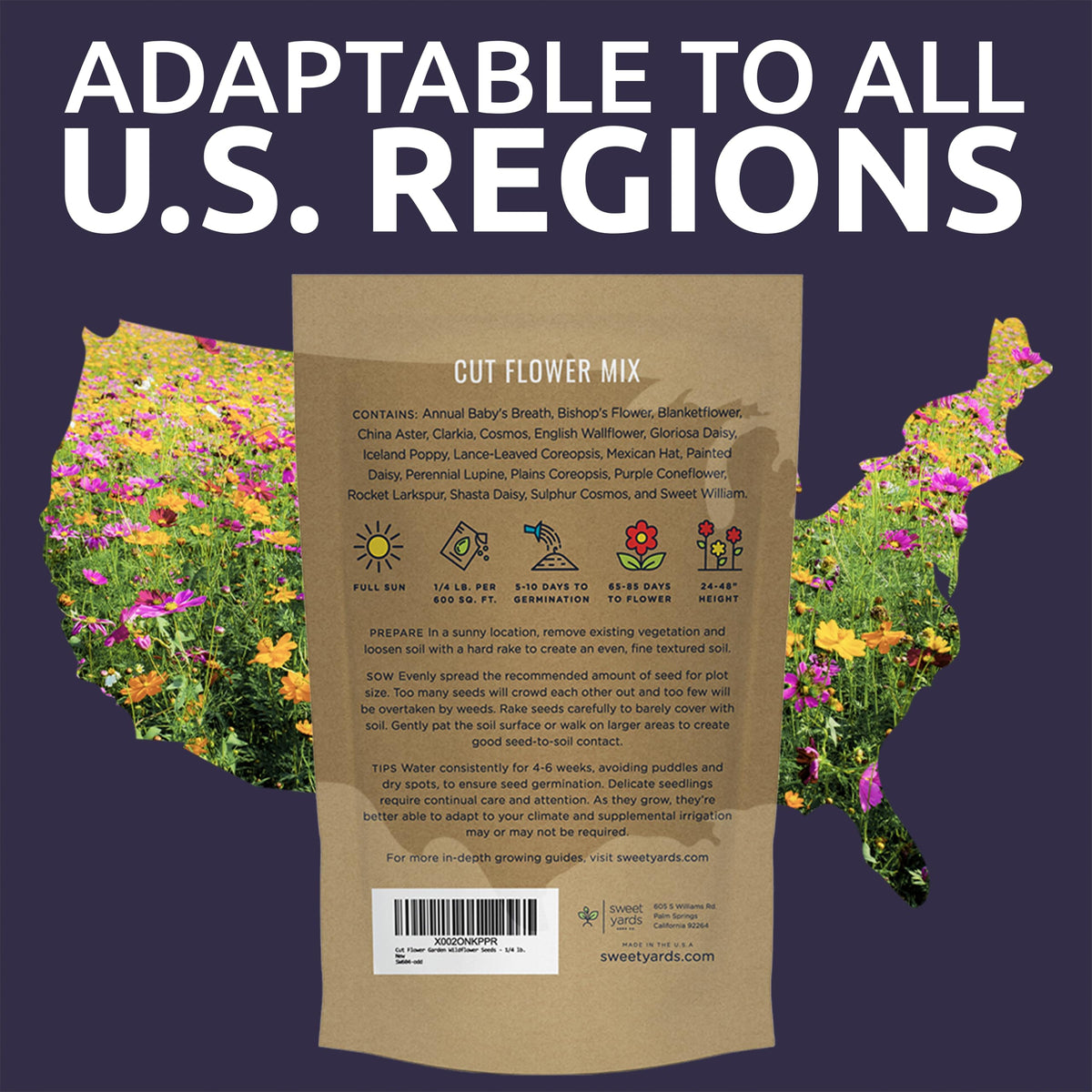 Sweet Yards wildflower variety list showcases colorful species.