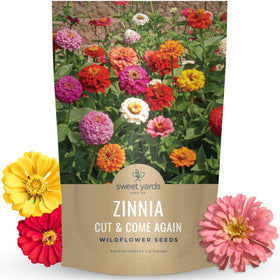 Sweet Yards zinnia Cut & Come Again mix bloom close-up bright petals for vibrant home accents.
