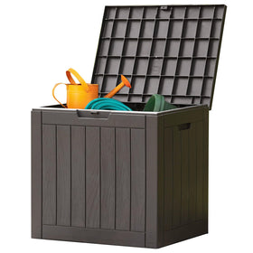 Sweetcrispy deck box with 31-gallon capacity for patio storage and bulky items