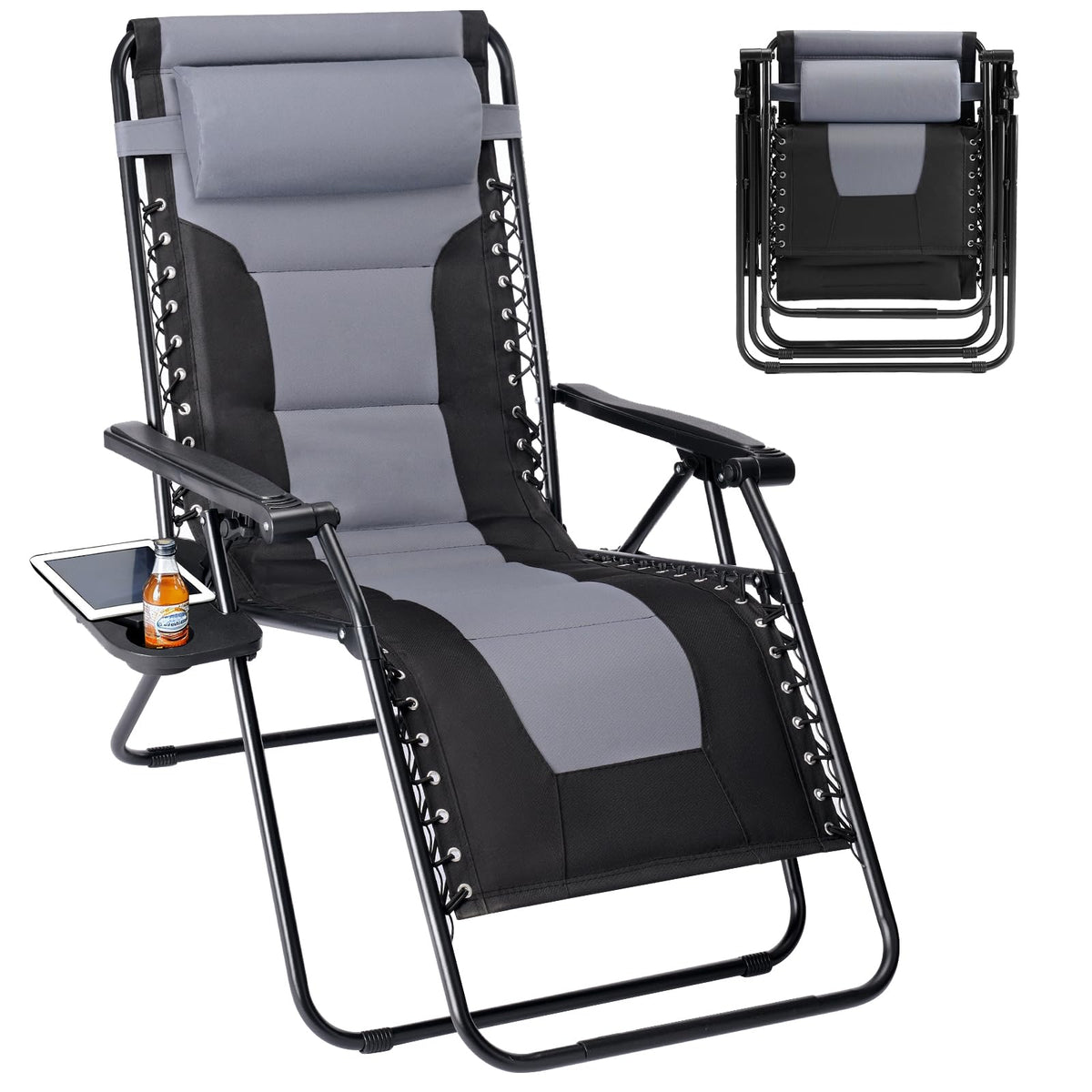 Sweetcrispy Zero Gravity Chair folded for compact transport and storage