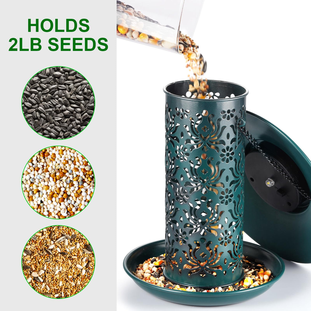 SWEETFULL feeder roof and drainage hole keeping seeds dry
