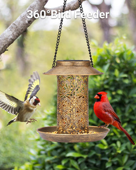 SWEETFULL solar bird feeder bottom drain hole prevents water buildup
