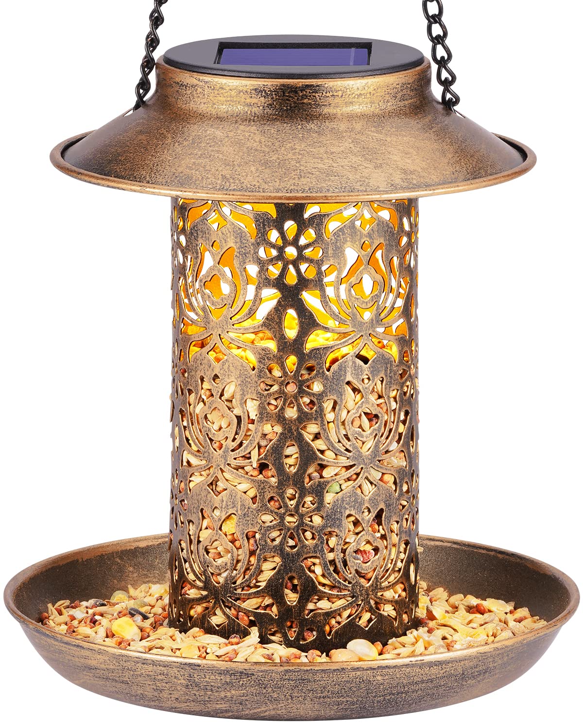 SWEETFULL solar bird feeder cap top view enables quick, easy seed refills