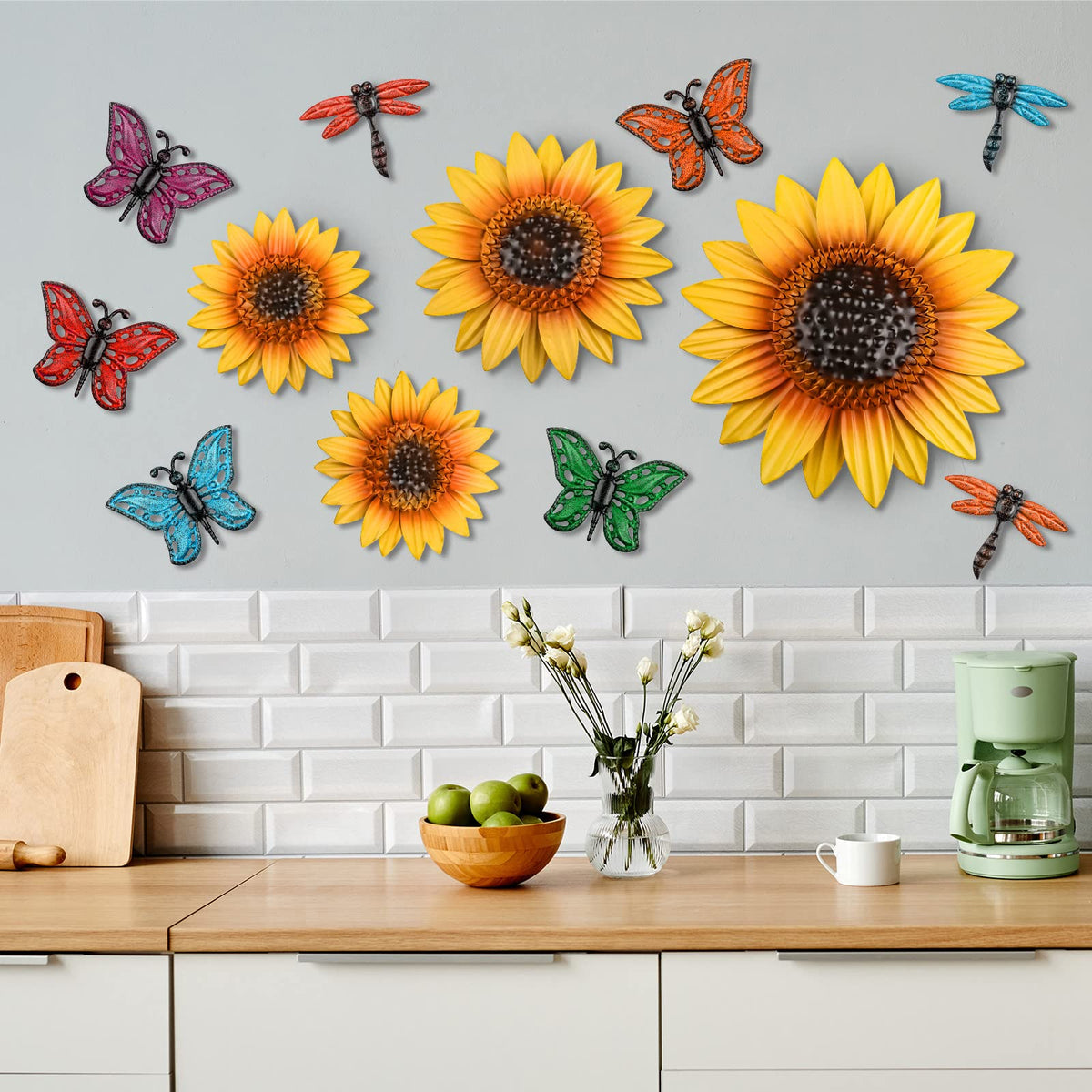 Sweetude butterfly wall decor 4.5-inch blue, adds lively motion to patios.