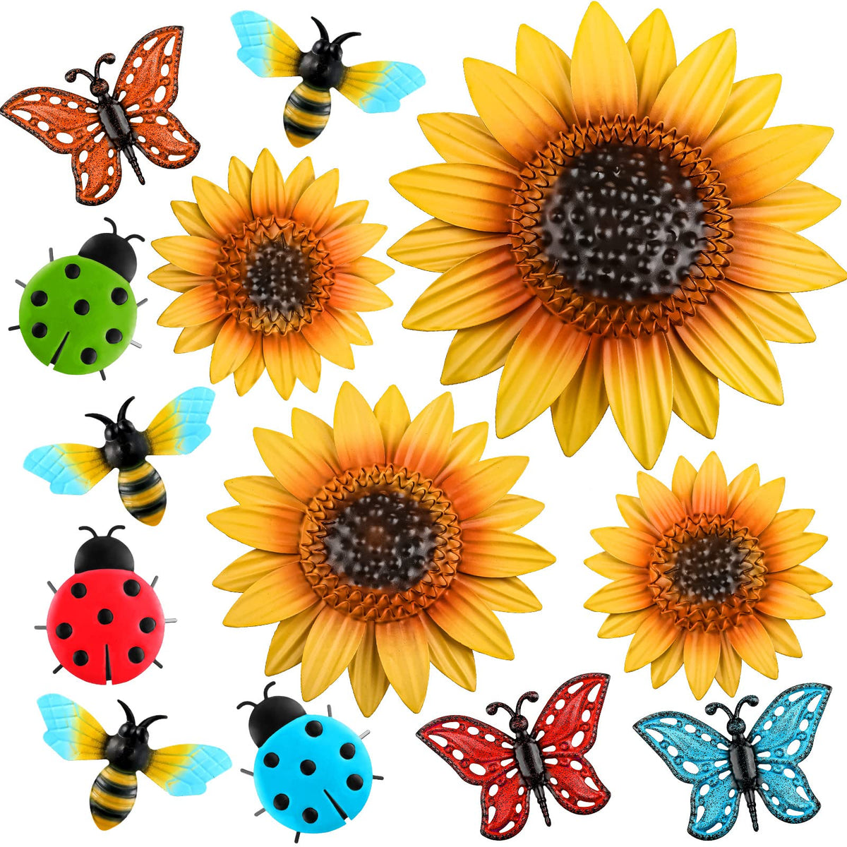 Sweetude sunflower wall decor 10-inch brightens outdoor walls with cheerful garden charm.