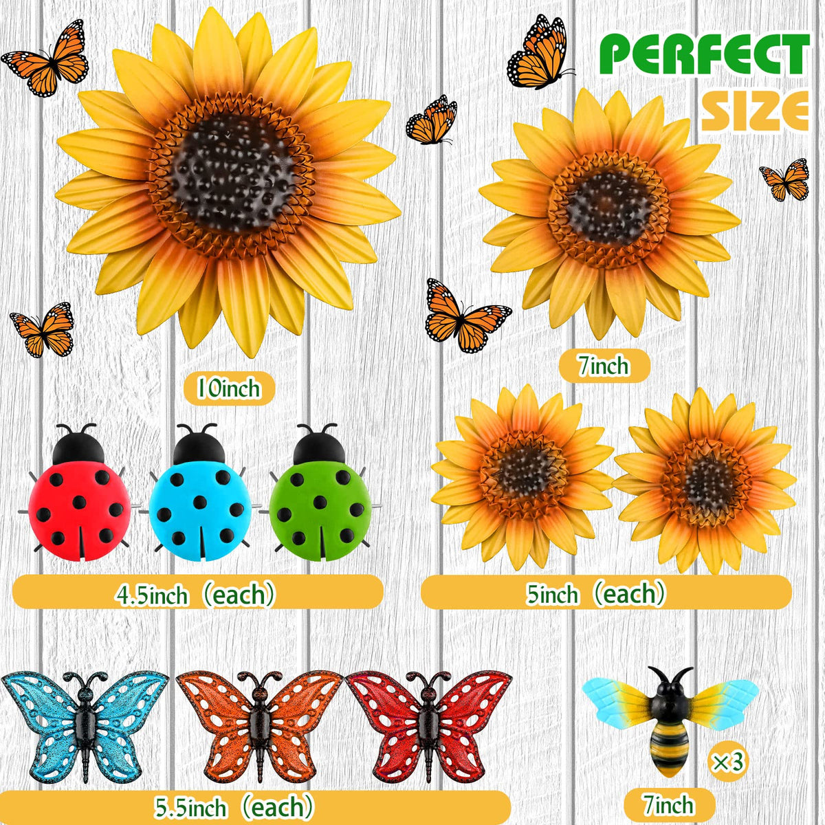 Sweetude sunflower wall decor 5-inch compact accent for garden gates and patios.