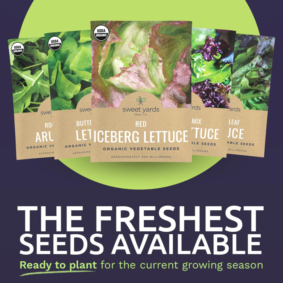 Sweet Yards Gourmet Mix Baby Lettuce seed pack; versatile greens for easy salads.