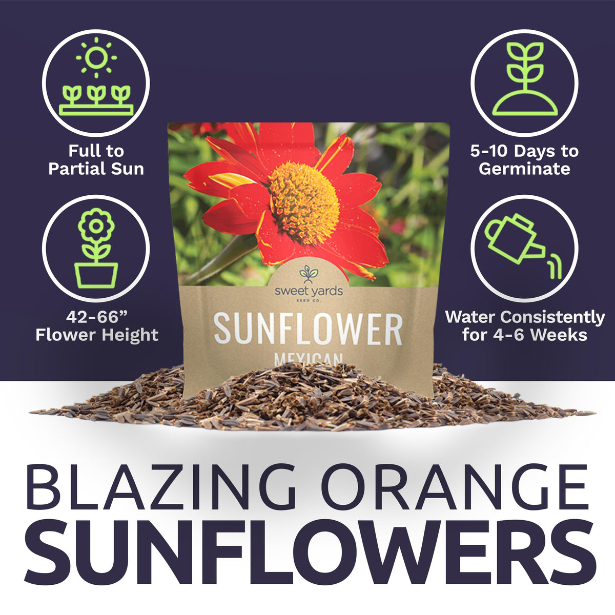 Sweet Yards premium packaging includes a reusable zipper for seed storage.