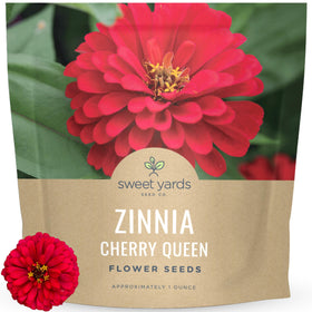 Sweet Yards Zinnia Cherry Queen seed packet ready for planting