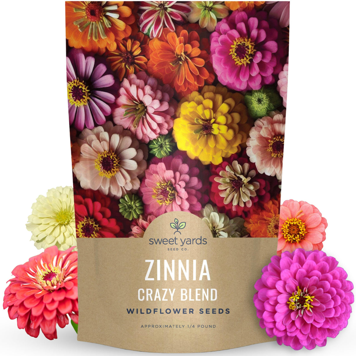 SWEET YARDS Zinnia Crazy Blend bulk pouch for easy planting